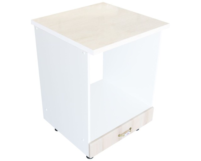 Corp pentru cuptor incorporabil cu sertar Zebra, Alb/MDF Sonoma, cu blat Travertin, 60 x 85 x 60 cm